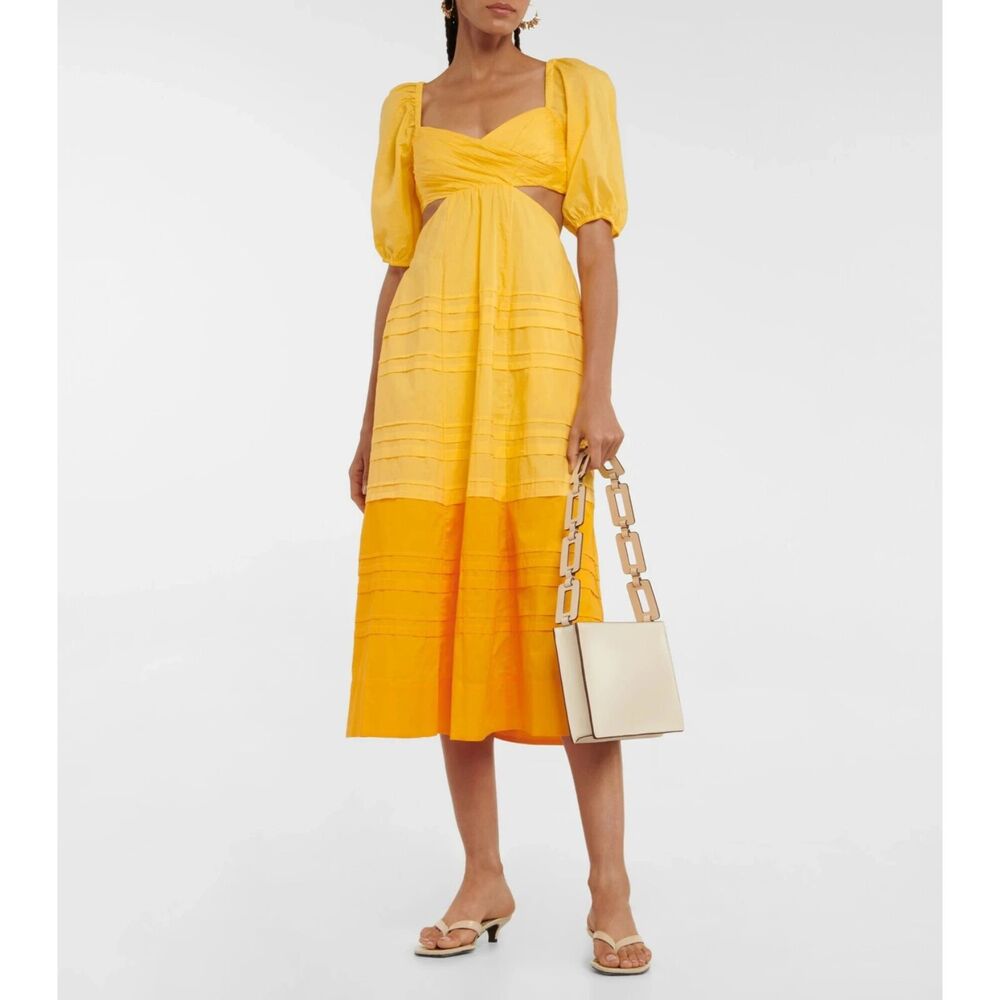 STAUD‎ Carina Cutout Colorblock Midi Dress Yellow Medium